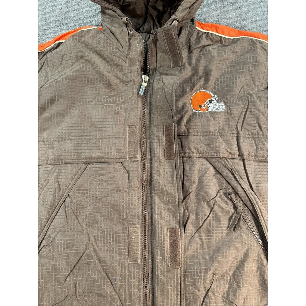 Vintage Cleveland Browns Jacket Mens Large Brown‎ NFL Football Puma Hooded Logo